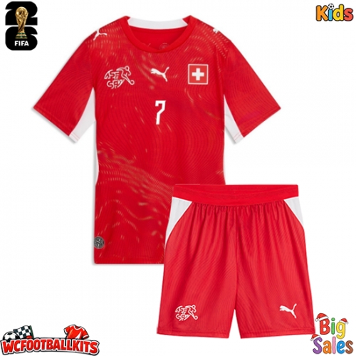 Switzerland Breel Embolo #7 Replica Home Stadium Kit for Kids World Cup 2026 Short Sleeve (+ pants)
